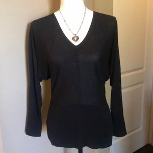 Ann Taylor LOFT V-Neck Lightweight Sweater-Black